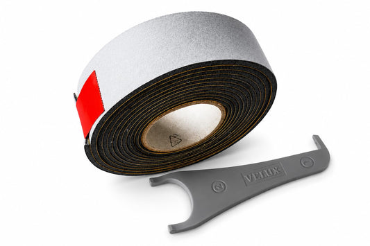 VELUX Schaumdichtung 34 mm Lüftungsklappe silbernes Typenschild – 60-Meter-Rolle