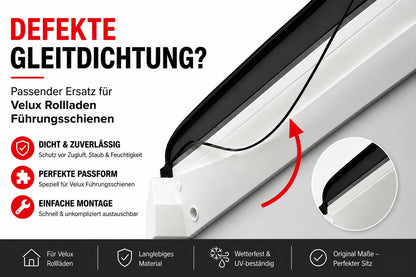 Gleitdichtung für VELUX Rollladen-Führungsschiene SCL SSL SML ab 2000