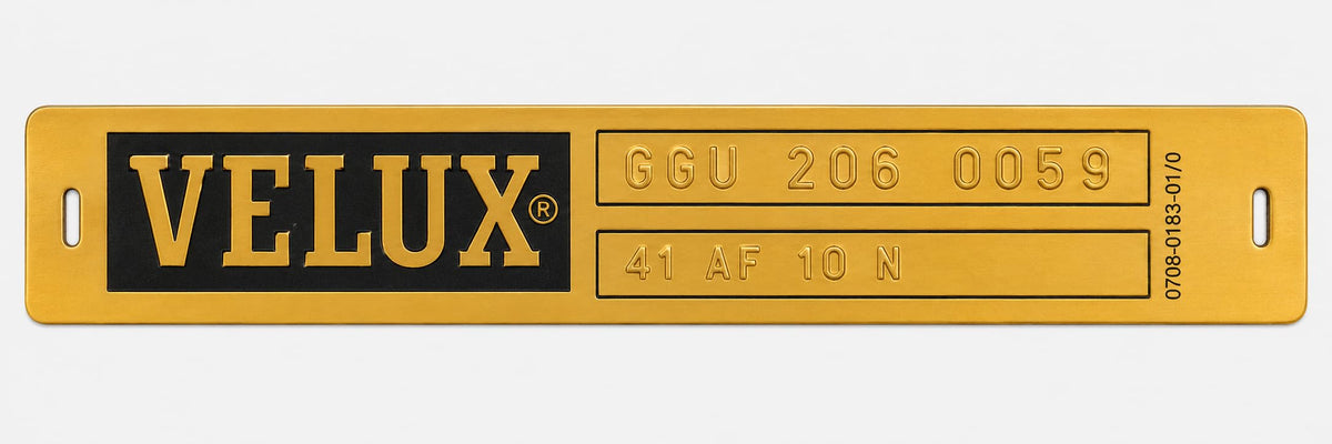 Schließblech für VELUX GGL GGU GPL – goldenes Typenschild 1991–2000